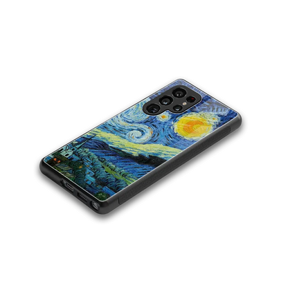Starry night stylish phone case for samsung galaxy s25 ultra | glossy glass and slim fit