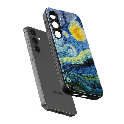 Starry night sleek samsung galaxy s24 cover with tempered glass back and TPU edges