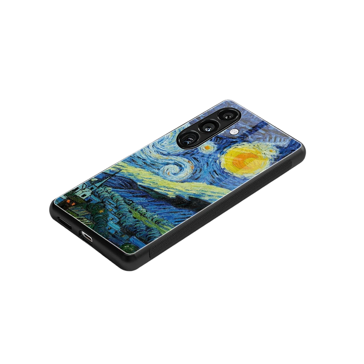 Starry night stylish phone case for samsung galaxy s25 fe | glossy glass and slim fit