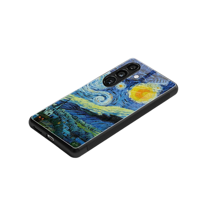 Starry night stylish phone case for samsung galaxy s25 fe | glossy glass and slim fit