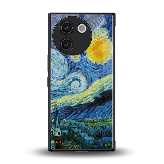 Starry night back phone cover | glass case for vivo v30e