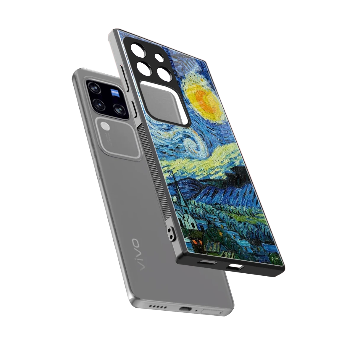 Starry night sleekvivo v30 pro cover with tempered glass back and TPU edges
