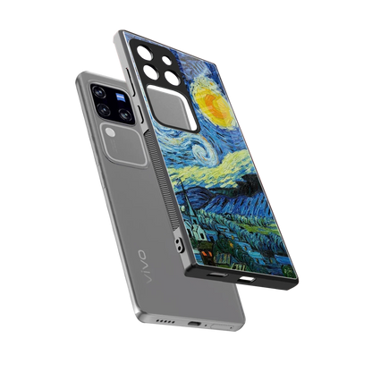 Starry night sleekvivo v30 pro cover with tempered glass back and TPU edges