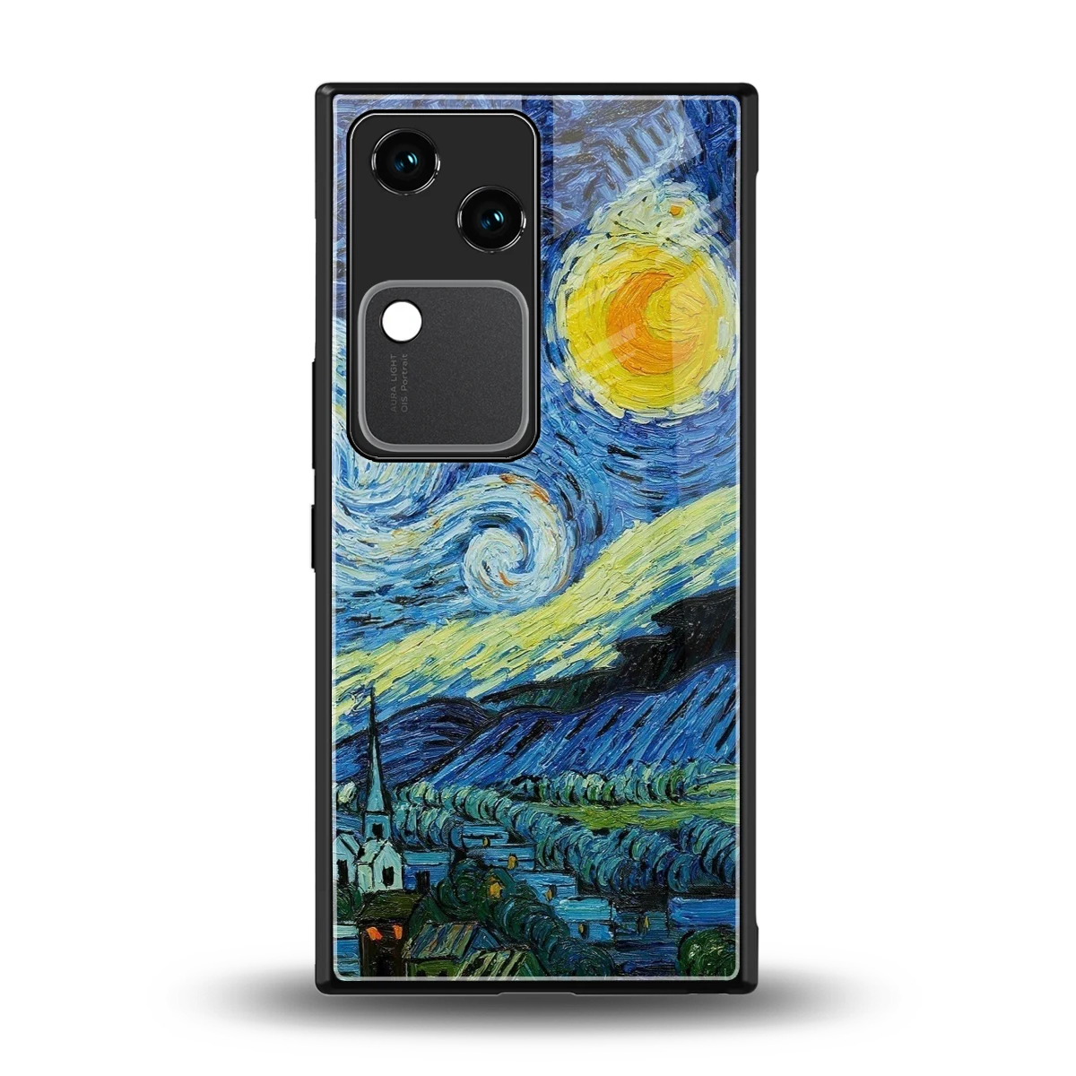 Starry night back phone cover | glass case for vivo v30