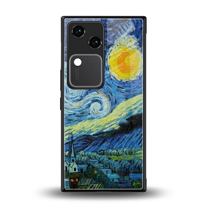 Starry night back phone cover | glass case for vivo v30