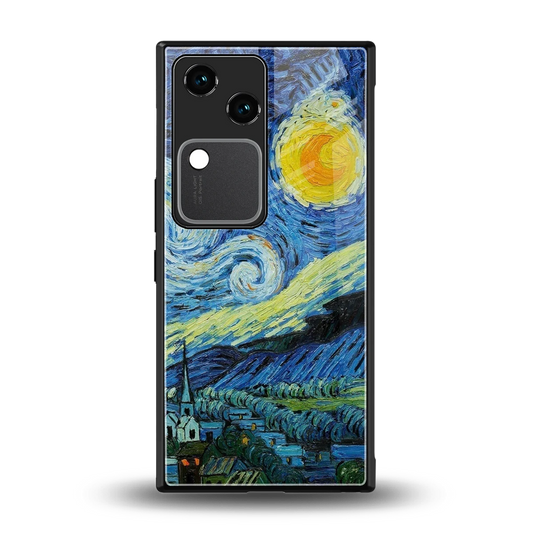 Starry night back phone cover | glass case for vivo v30