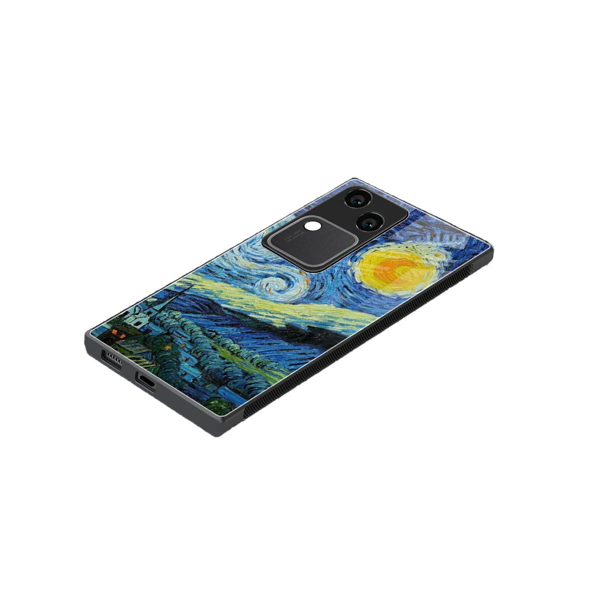 Starry night stylish phone case for vivo v30 | glossy glass and slim fit