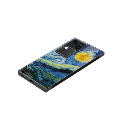 Starry night stylish phone case for vivo v30 | glossy glass and slim fit