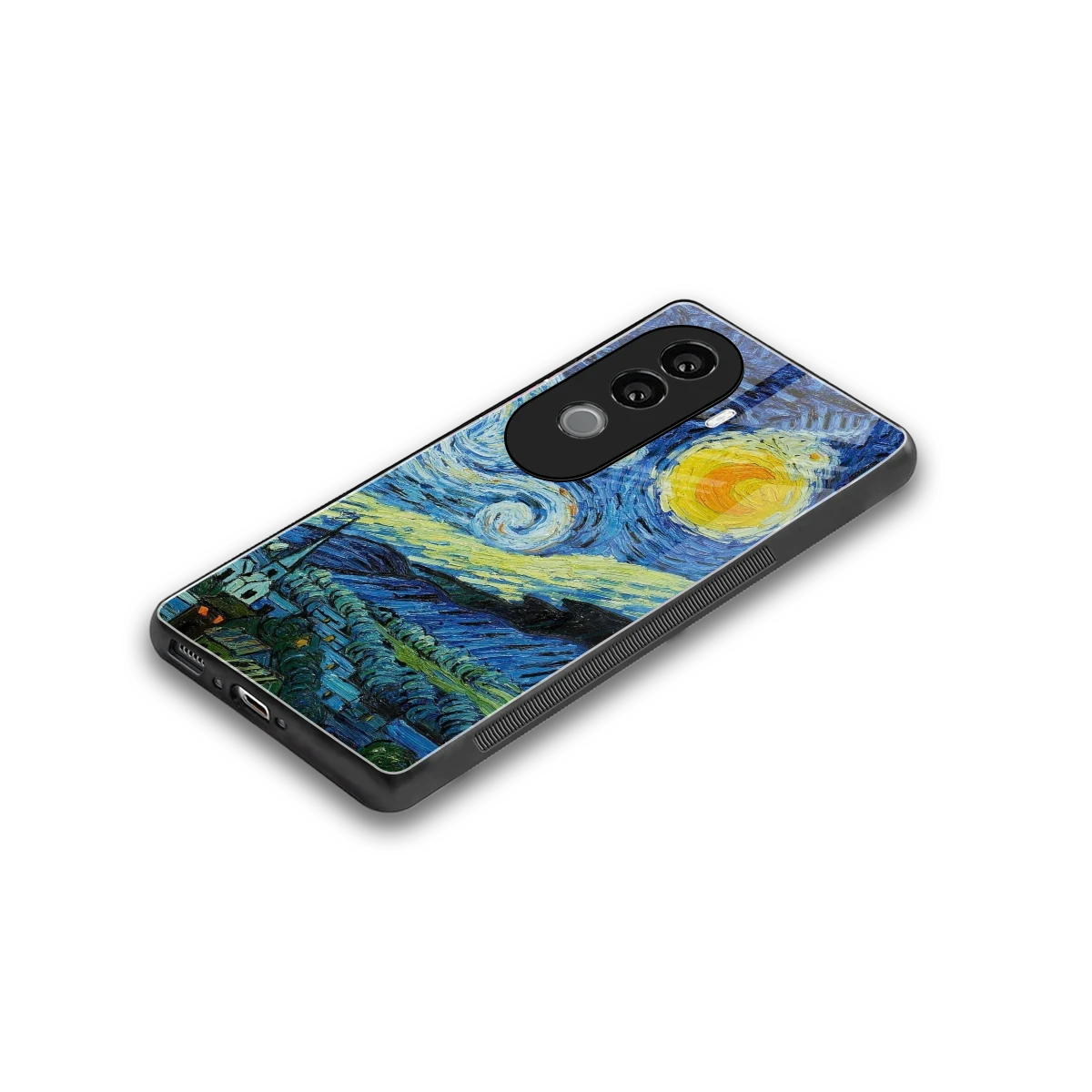 Starry night stylish phone case for vivo v40e | glossy glass and slim fit