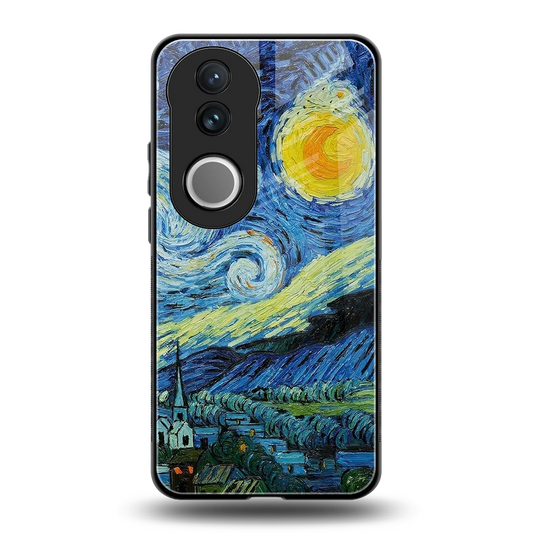 Starry night back phone cover | glass case for vivo v50