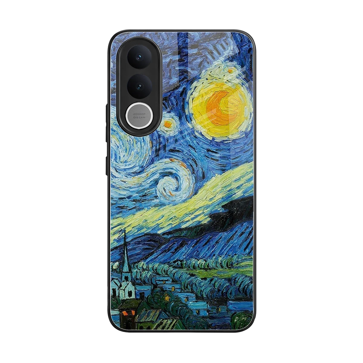 Starry night back phone cover | glass case for vivo v70 fe