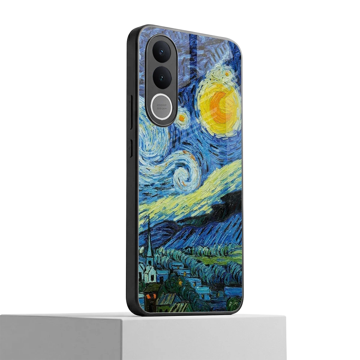 Starry night vivo v70 fe mobile cover | shockproof glass phone case