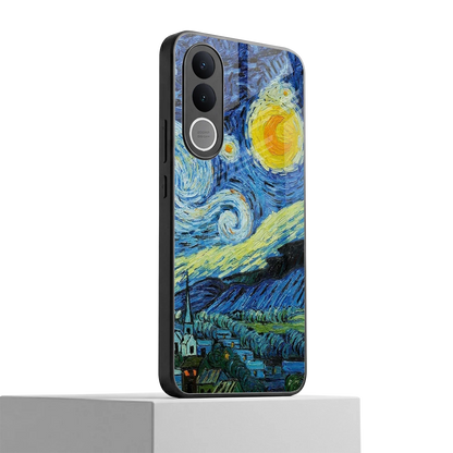 Starry night vivo v70 fe mobile cover | shockproof glass phone case