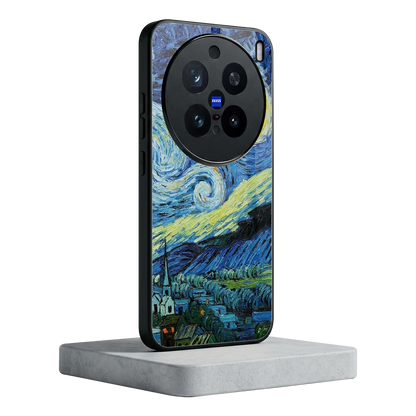 Starry night vivo x200 pro mobile cover | shockproof glass phone case