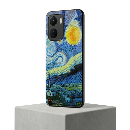 Starry night vivo y16 mobile cover | shockproof glass phone case