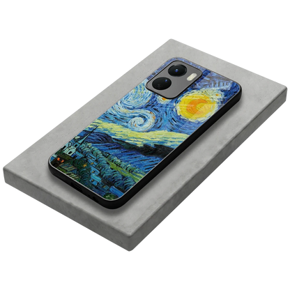 Starry night stylish phone case for vivo y16 | glossy glass and slim fit