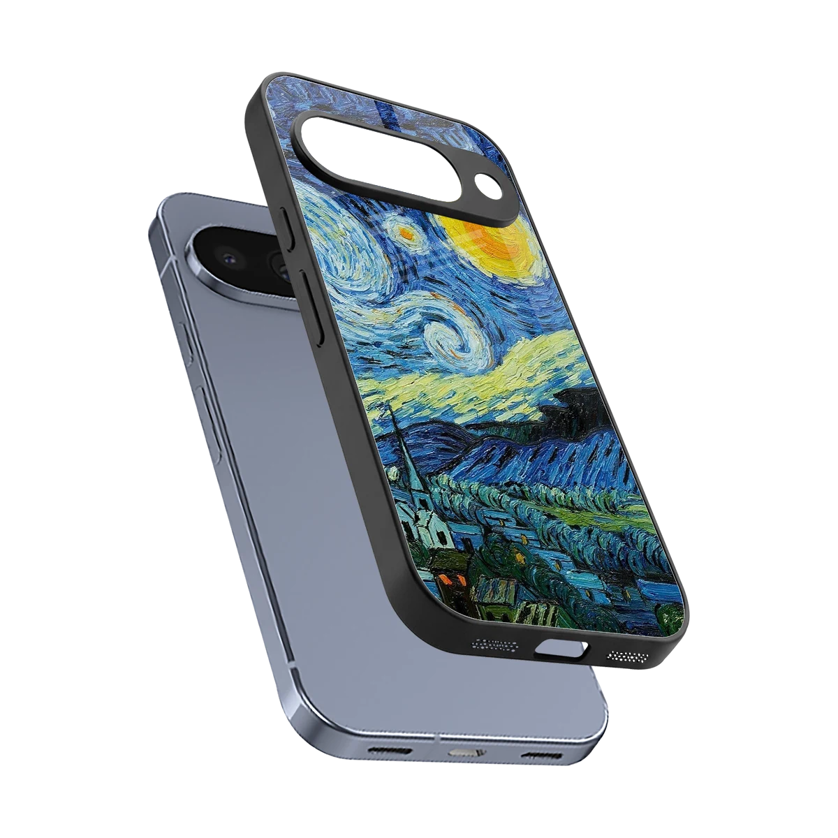 Starry night sleek google pixel 10 cover with tempered glass back and TPU edges
