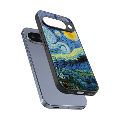 Starry night sleek google pixel 10 cover with tempered glass back and TPU edges