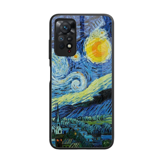 Starry night back phone cover | glass case for redmi note 11 pro
