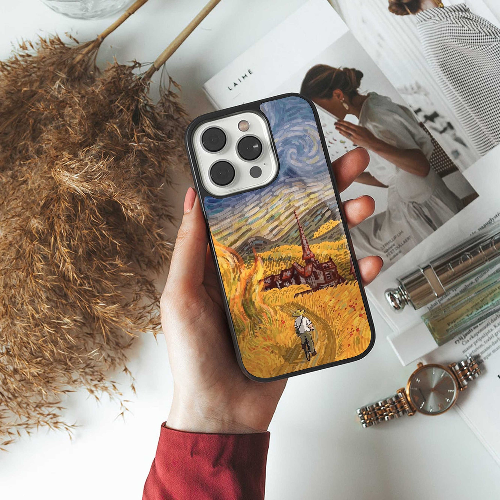 Starry Ride TPU glass hybrid case for iPhone 16 | premium mobile back cover