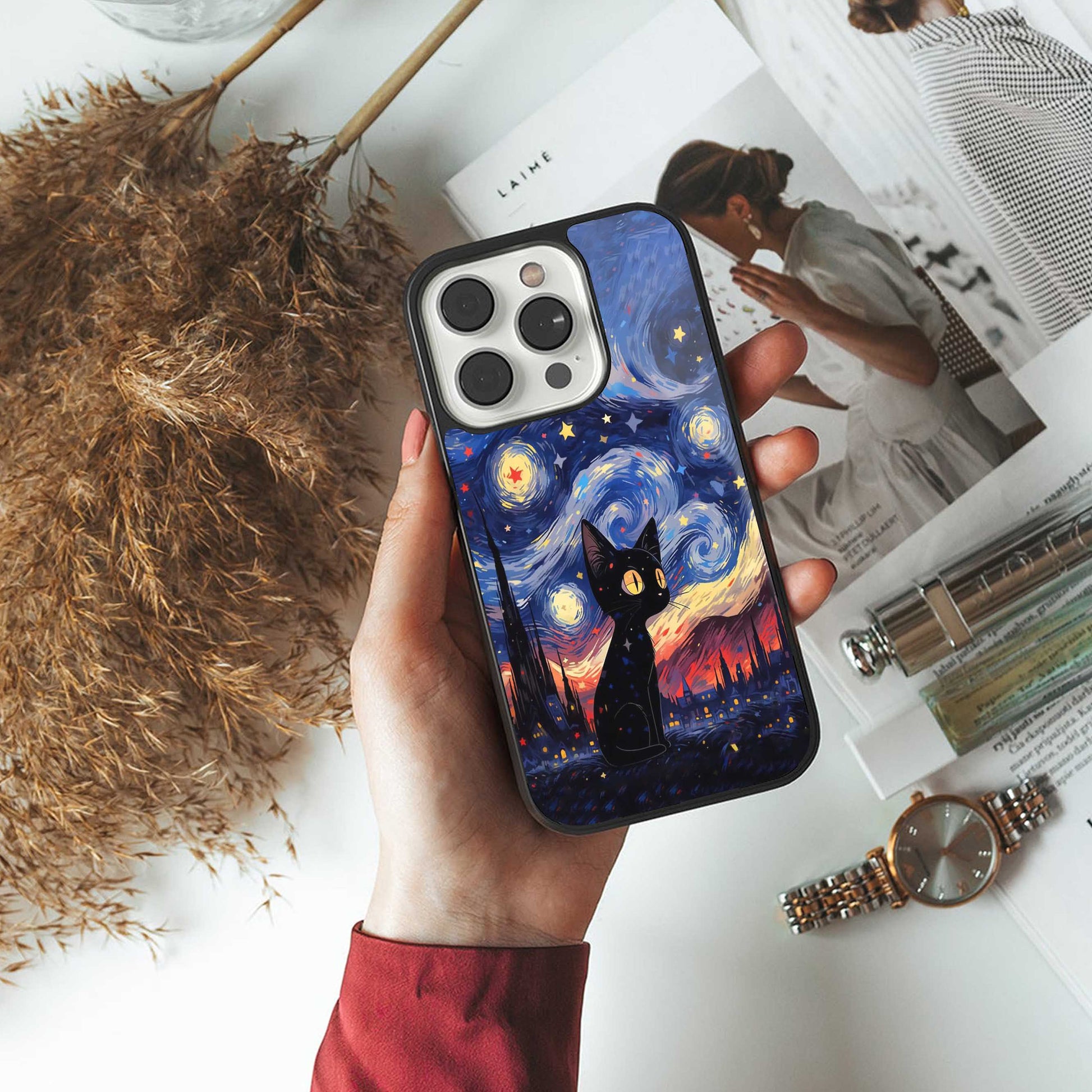 Starry Whiskers luxury glass phone case for iPhone 16 | scratch and drop resistant