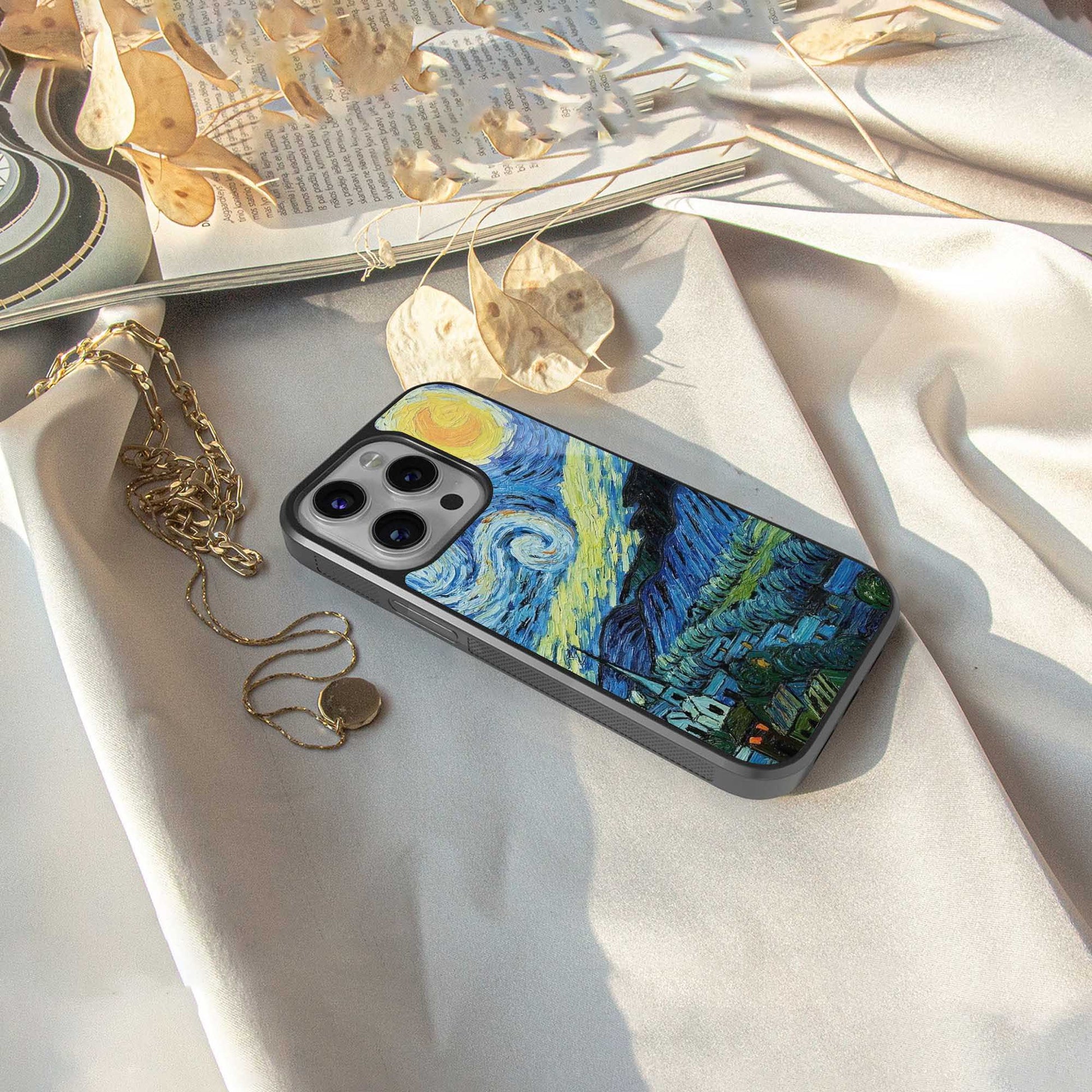Starry night TPU glass hybrid case for iPhone 16 | premium mobile back cover