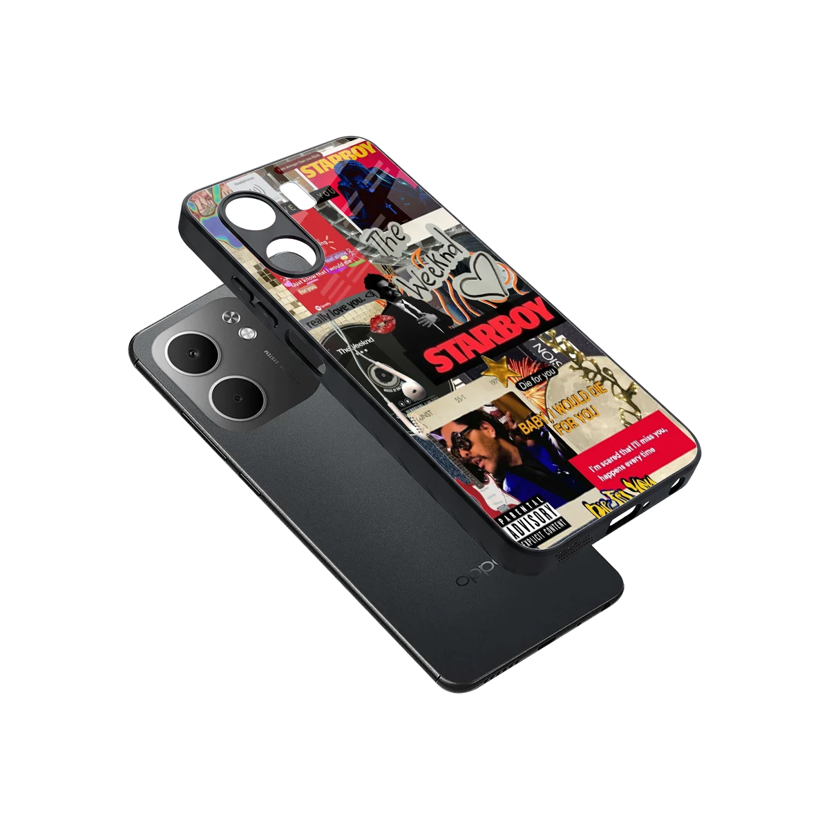 Stellar Starboy sleek oppo a5x 5g cover with tempered glass back and TPU edges