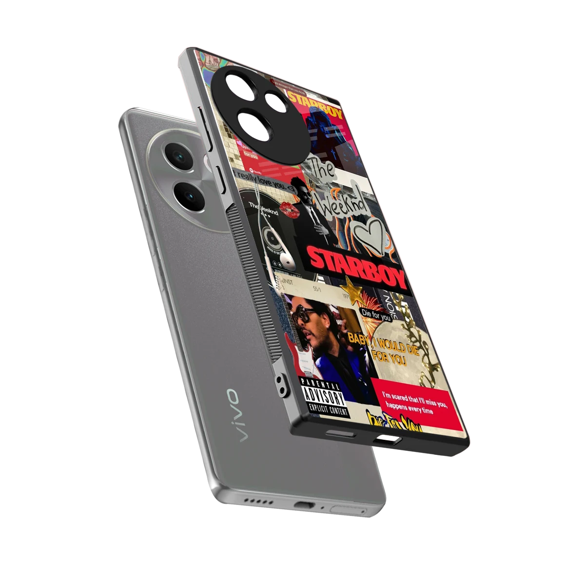 Stellar Starboy sleek vivo v30e cover with tempered glass back and TPU edges