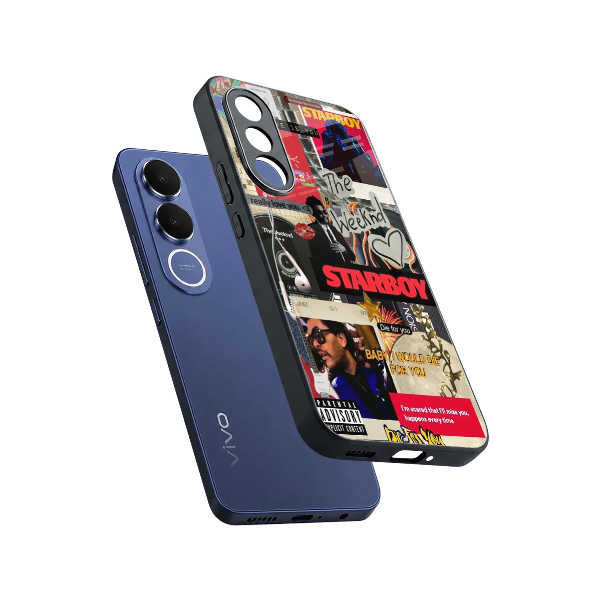 Stellar Starboy sleek vivo v70 fe cover with tempered glass back and TPU edges