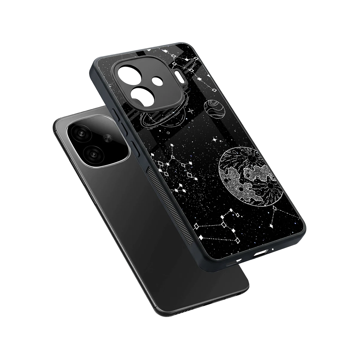 Stellar Voyage sleek iqoo neo 10r 5g cover with tempered glass back and TPU edges