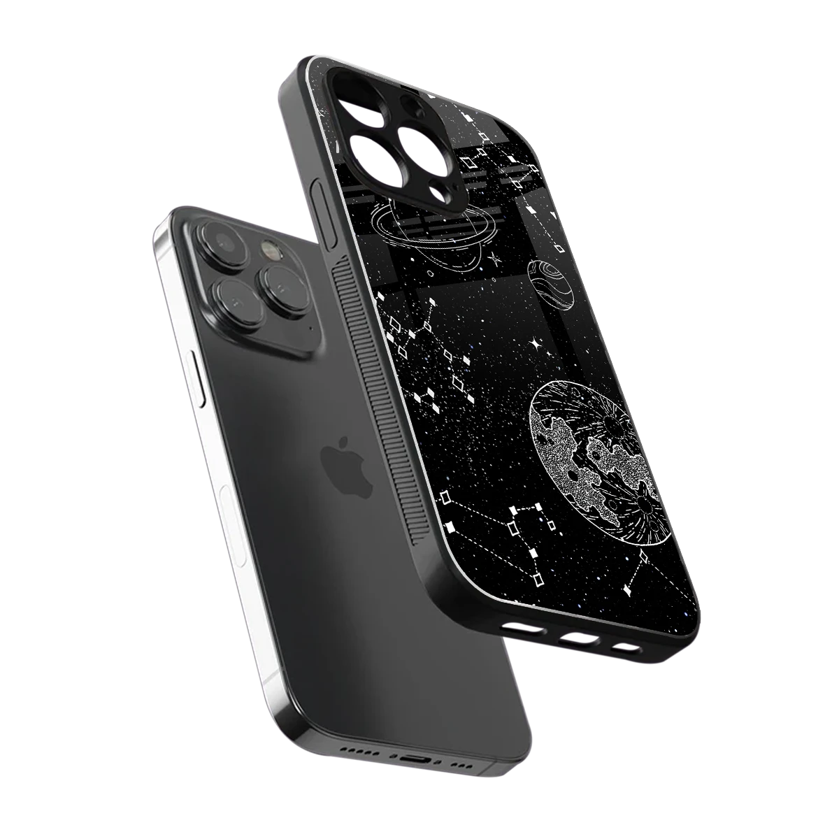 Stellar Voyage sleek iphone 13 pro cover with tempered glass back and TPU edges