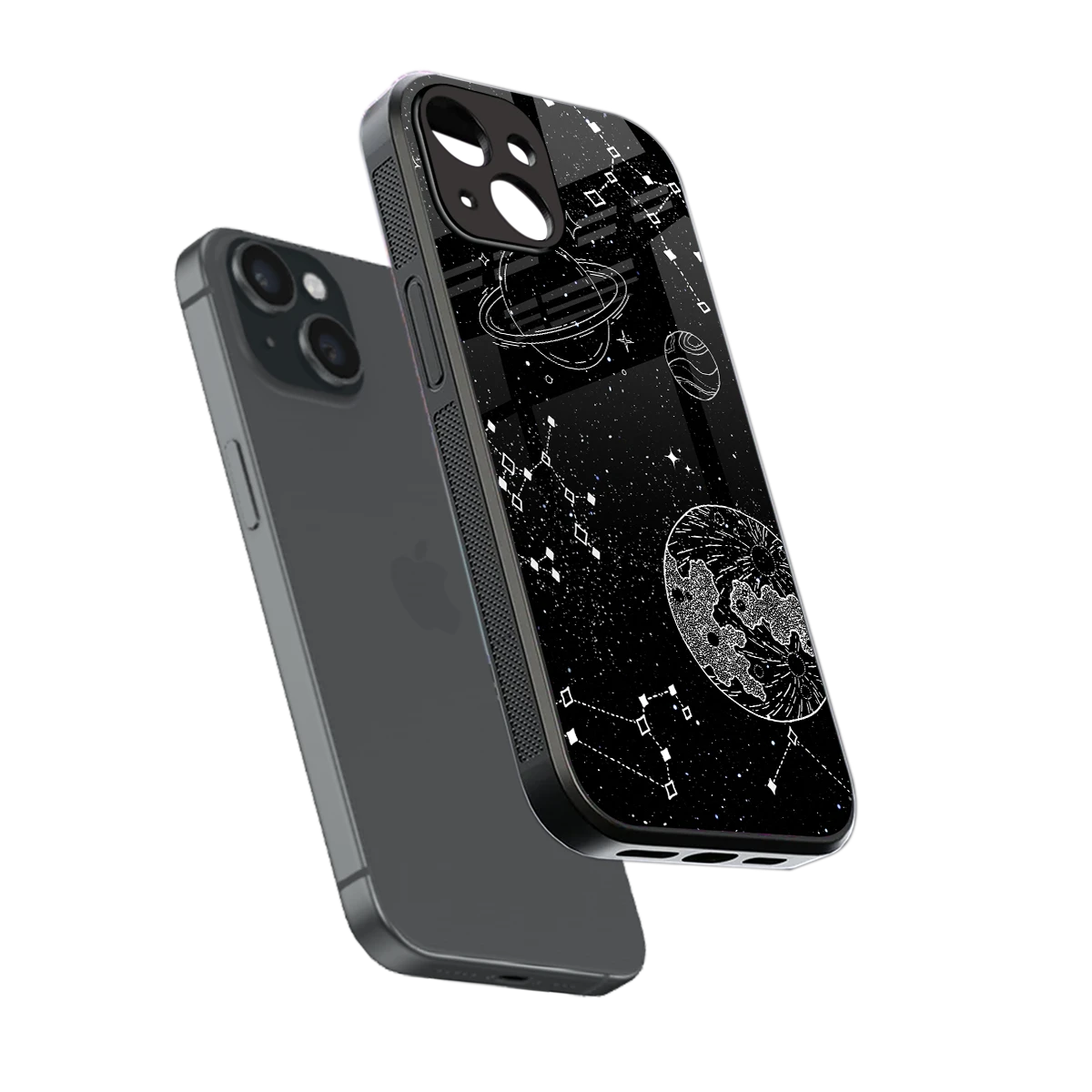 Stellar Voyage sleek iphone 13 cover with tempered glass back and TPU edges