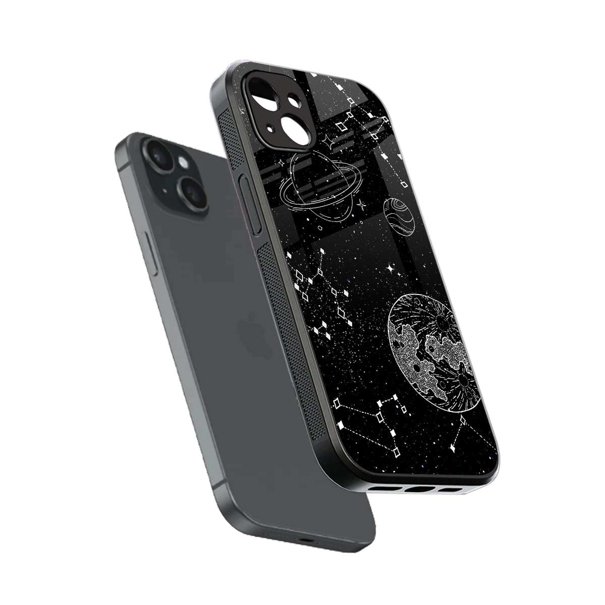 Stellar Voyage sleek iphone 14 plus cover with tempered glass back and TPU edges