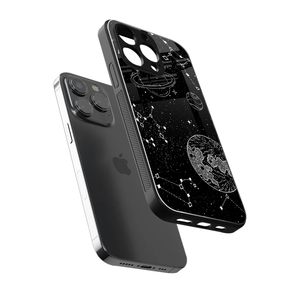 Stellar Voyage sleek iphone 15 pro max cover with tempered glass back and TPU edges