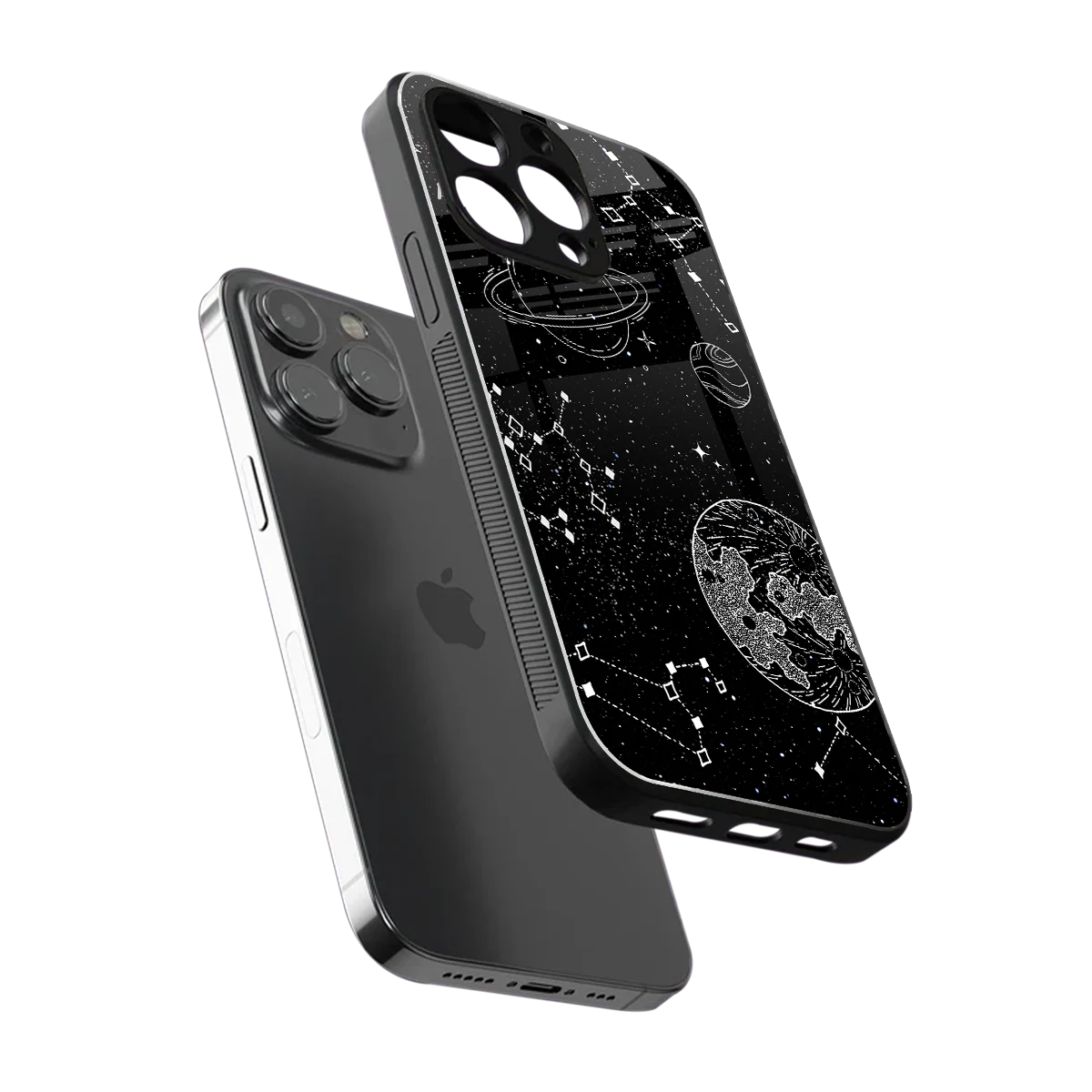 Stellar Voyage sleek iphone 16 pro max cover with tempered glass back and TPU edges