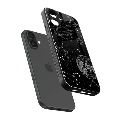 Stellar Voyage sleek iPhone 16 cover with tempered glass back and TPU edges