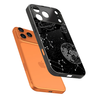 Stellar Voyage sleek iphone 17 pro cover with tempered glass back and TPU edges