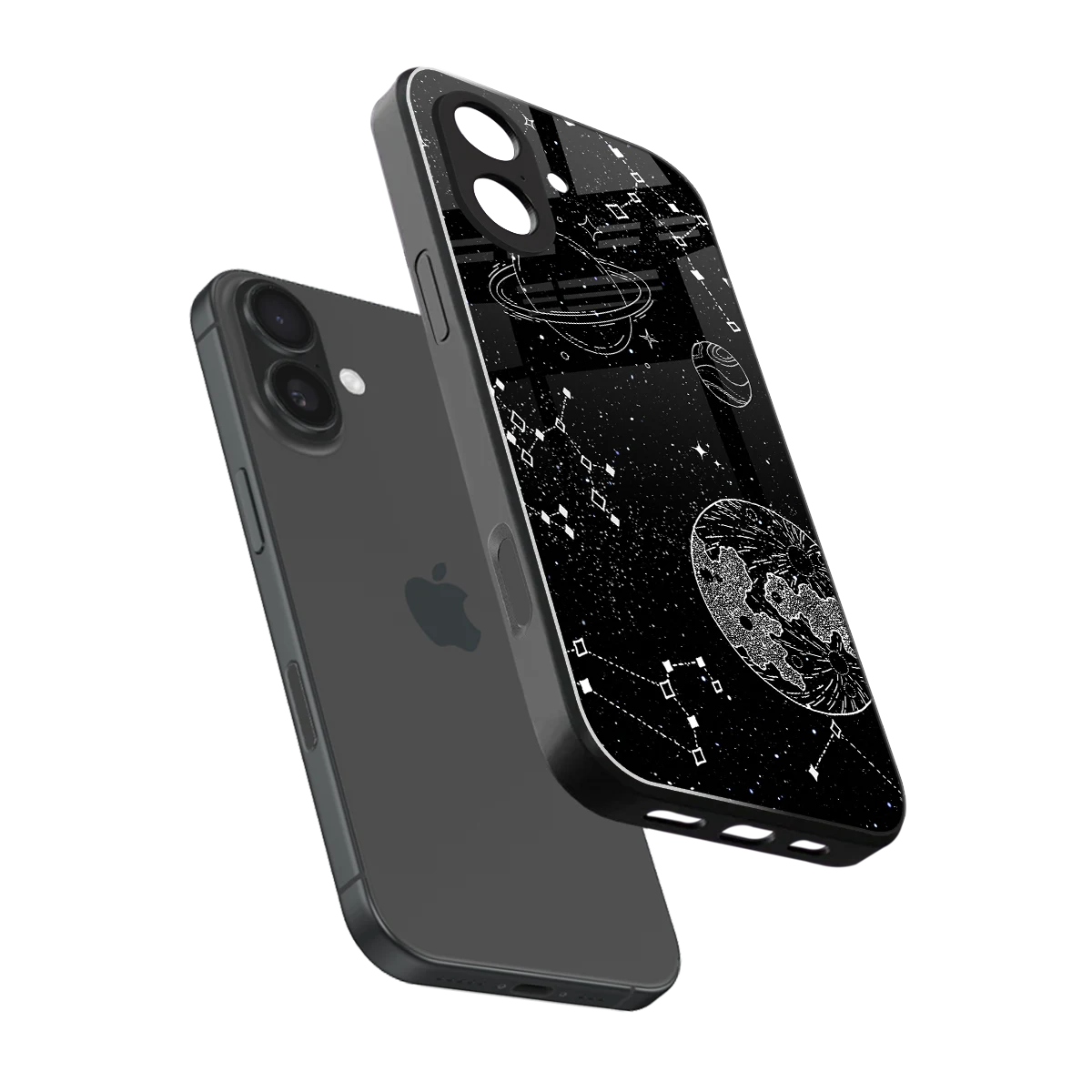 Stellar Voyage sleek iphone 17 cover with tempered glass back and TPU edges