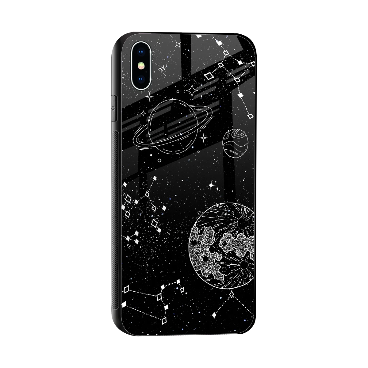 Stellar Voyage sleek iphone xs max cover with tempered glass back and TPU edges