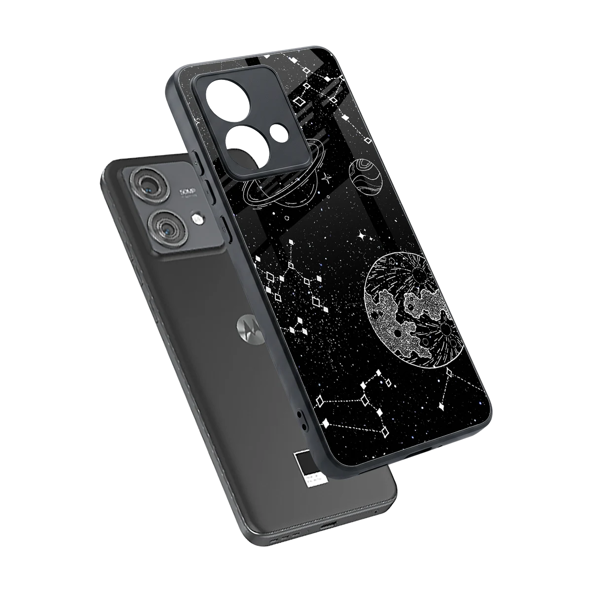 Stellar Voyage sleek motorola edge 40 neo 5g cover with tempered glass back and TPU edges
