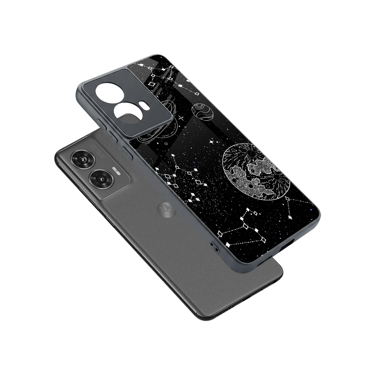 Stellar Voyage sleek motorola edge 50 fusion cover with tempered glass back and TPU edges