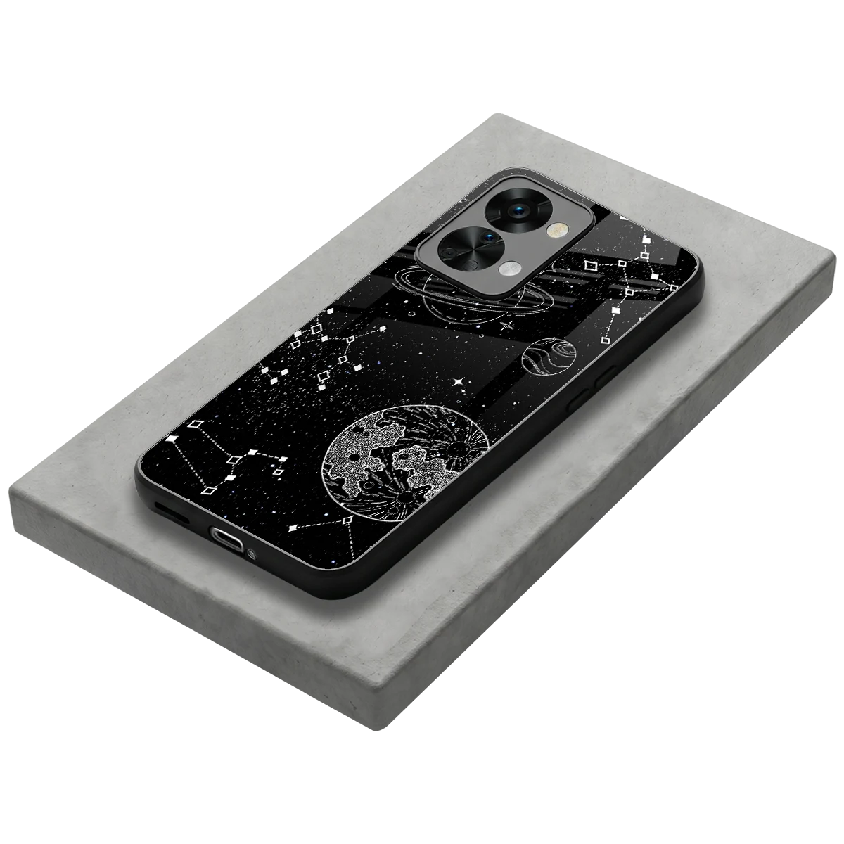 Stellar Voyage stylish phone case for oneplus nord 2t | glossy glass and slim fit