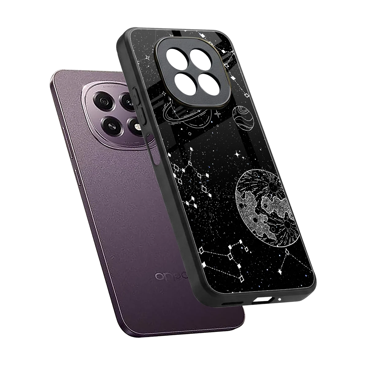 Stellar Voyage sleek oppo f29 5g cover with tempered glass back and TPU edges