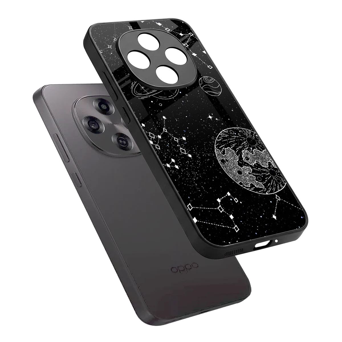 Stellar Voyage sleek oppo f31 pro 5g cover with tempered glass back and TPU edges