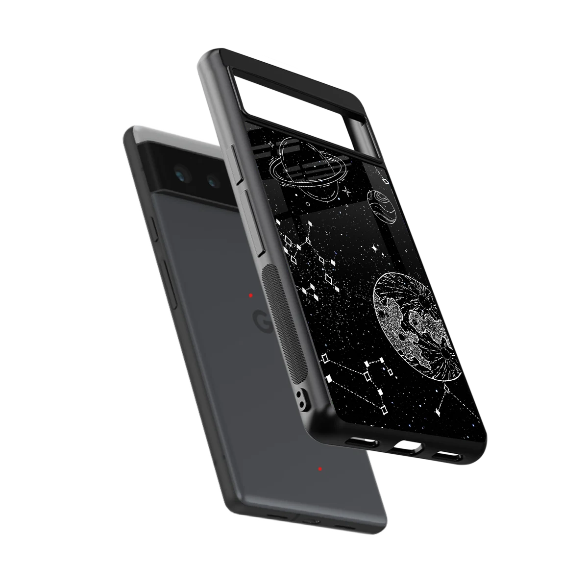 Stellar Voyage sleek google pixel 6a cover with tempered glass back and TPU edges