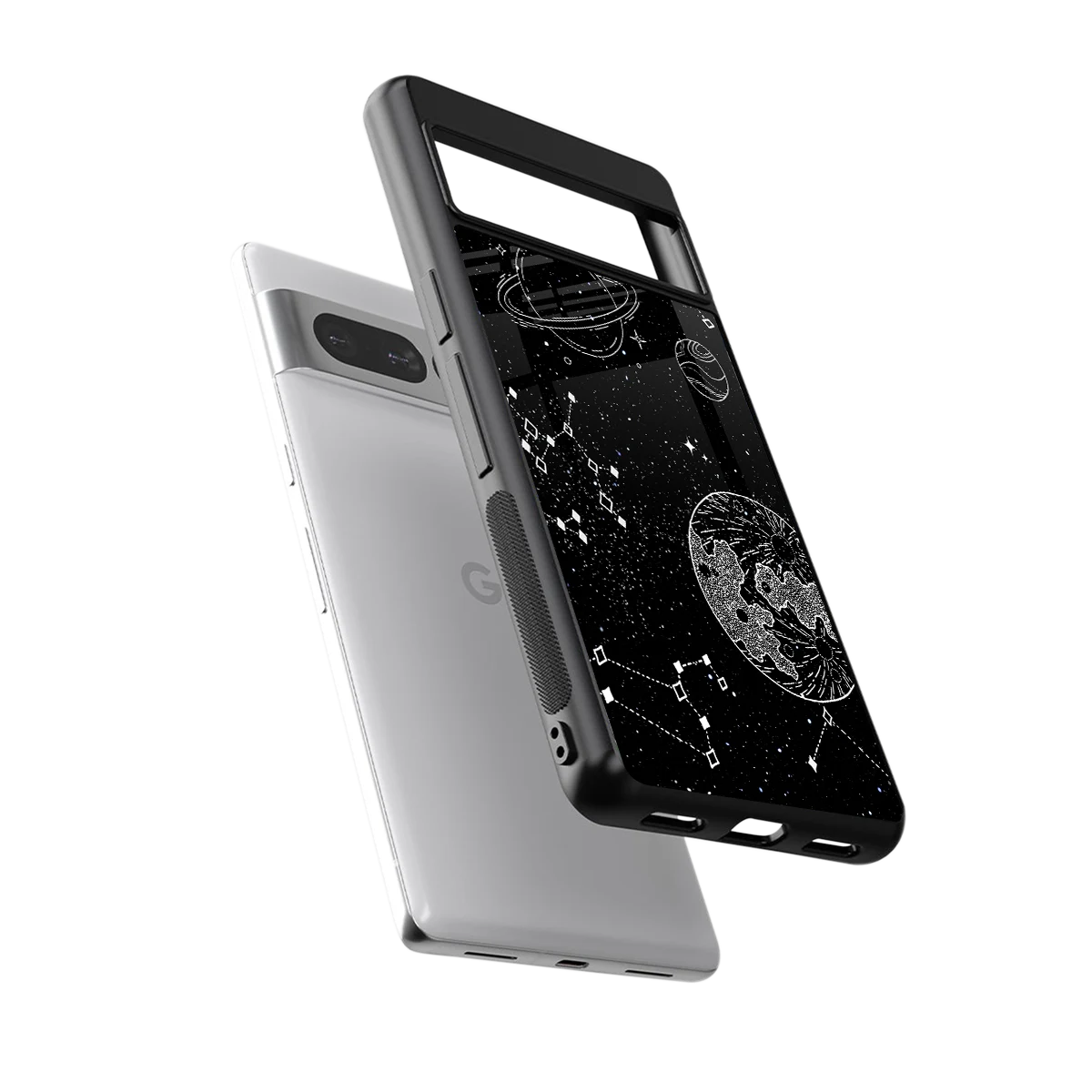 Stellar Voyage sleek google pixel 7 pro cover with tempered glass back and TPU edges