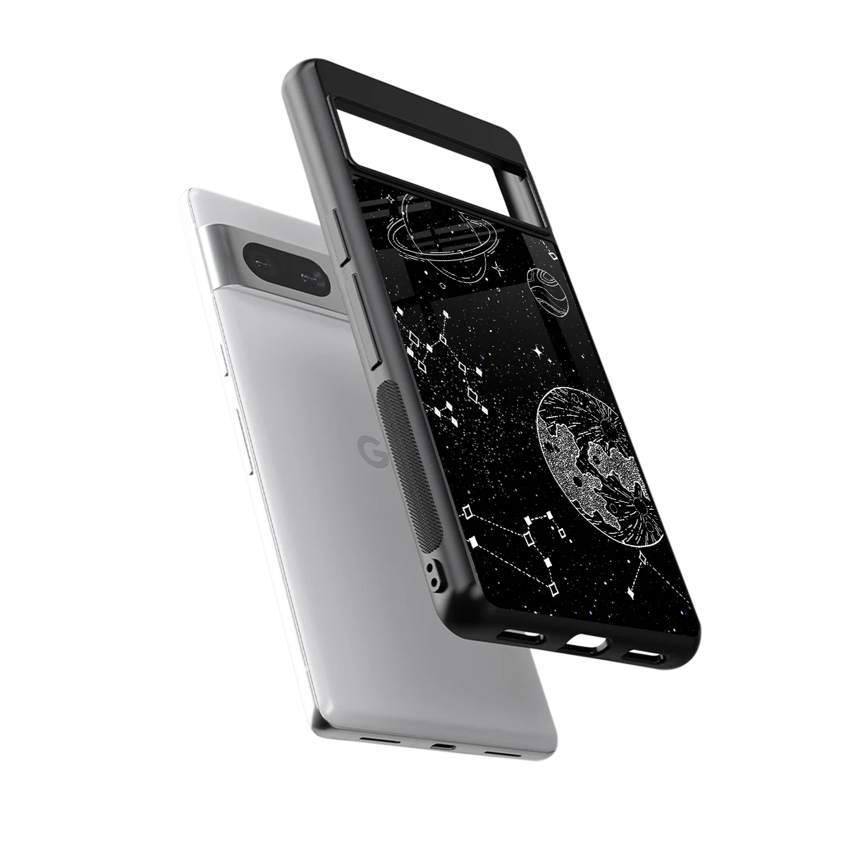 Stellar Voyage sleek google pixel 7a cover with tempered glass back and TPU edges