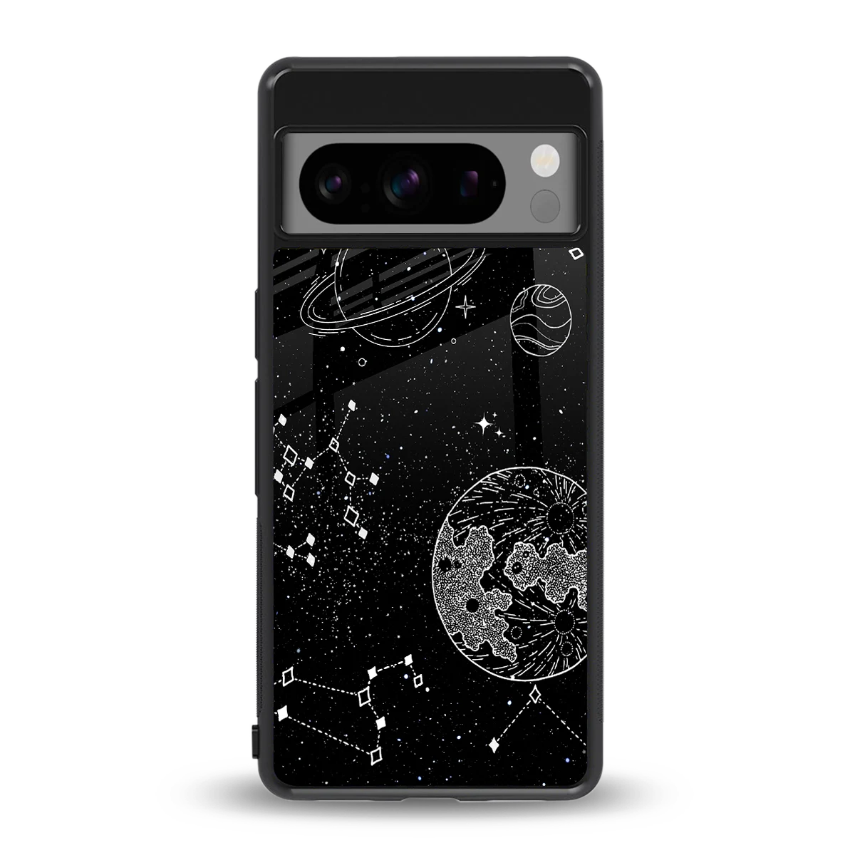 Stellar Voyage back phone cover | glass case for google pixel 8 pro