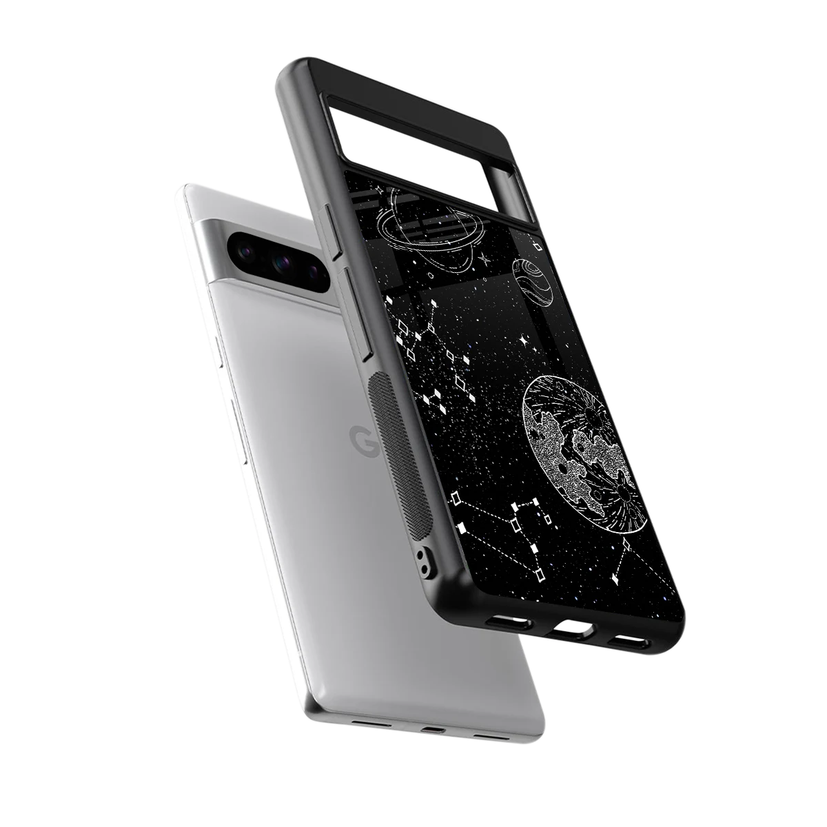 Stellar Voyage sleek google pixel 8 pro cover with tempered glass back and TPU edges