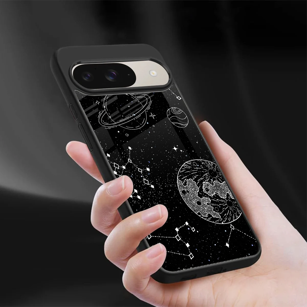 Stellar Voyage sleek google pixel 9 cover with tempered glass back and TPU edges